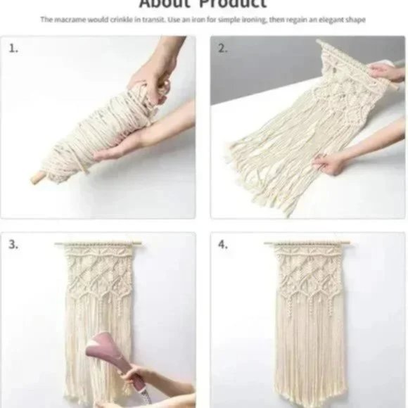 Anthropologie 2 Pcs Macrame Boho Woven Wall Hanging - Picture 3 of 7